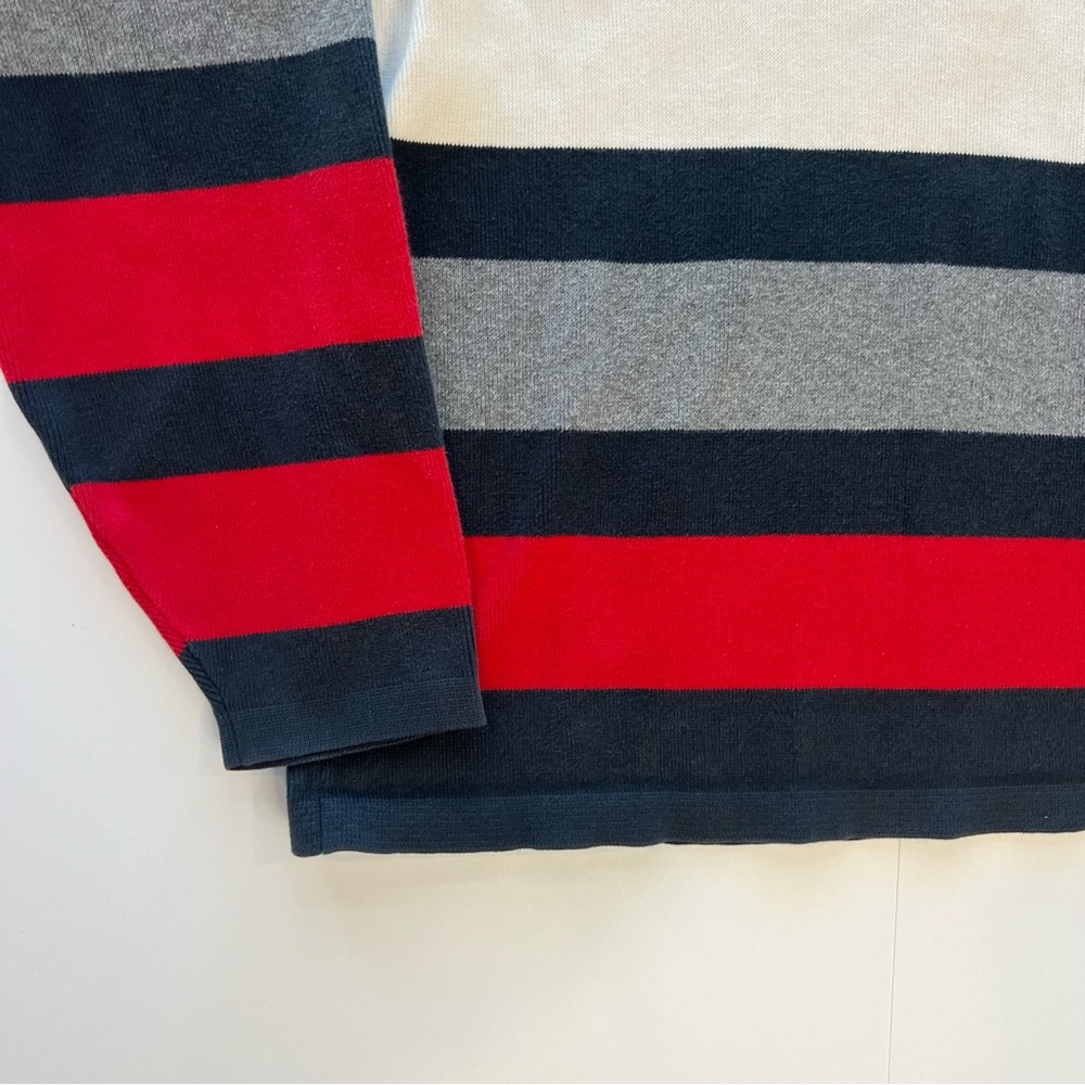 Nautica Men's Crewneck Sweater - Red, Navy, Gray, and White Stripes